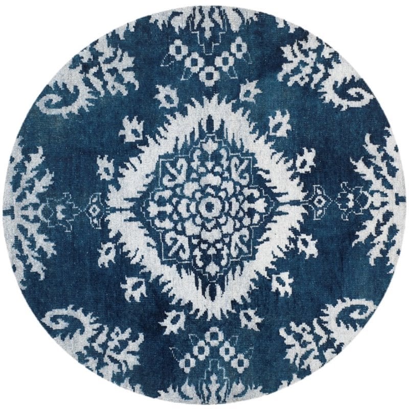 Safavieh Stone Wash 6' Round Hand Knotted Rug in Indigo