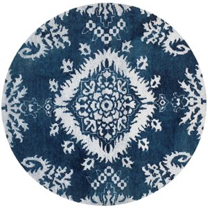 Safavieh Stone Wash 6' Round Hand Knotted Rug in Indigo