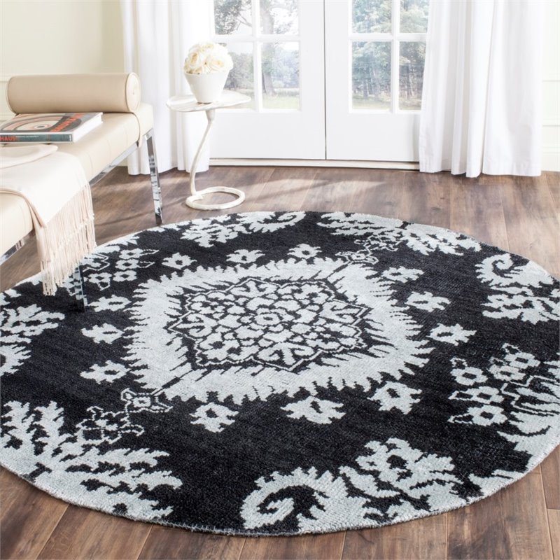 Safavieh Stone Wash 4' X 6' Hand Knotted Rug in Charcoal