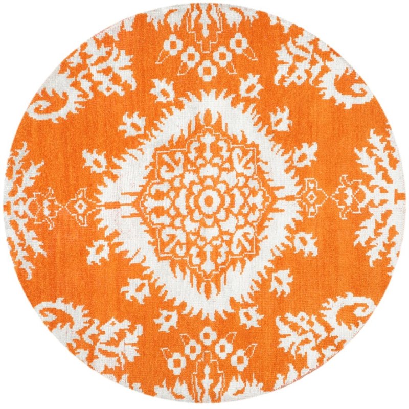 Safavieh Stone Wash 6' Round Hand Knotted Rug in Gold