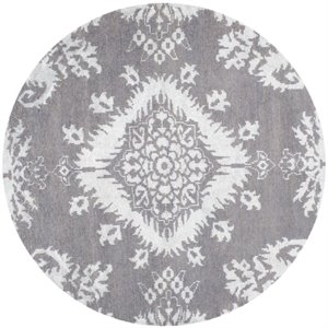 Safavieh Stone Wash 6' Round Hand Knotted Rug in Gray