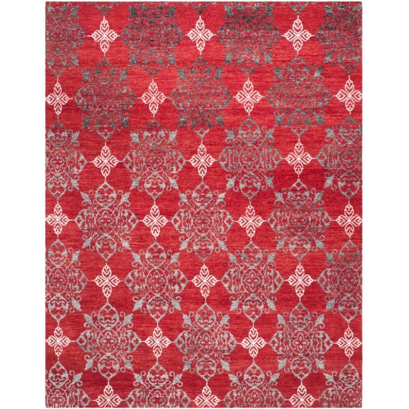 Safavieh Stone Wash 4' X 6' Hand Knotted Rug in Red and Ivory