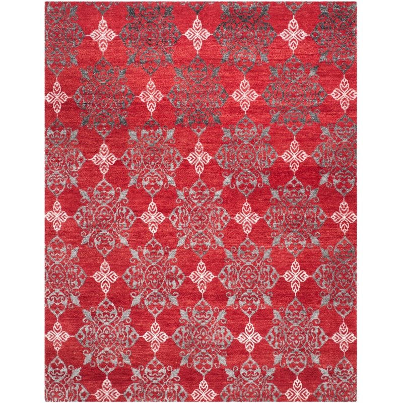 Safavieh Stone Wash 5' X 8' Hand Knotted Rug in Red and Ivory