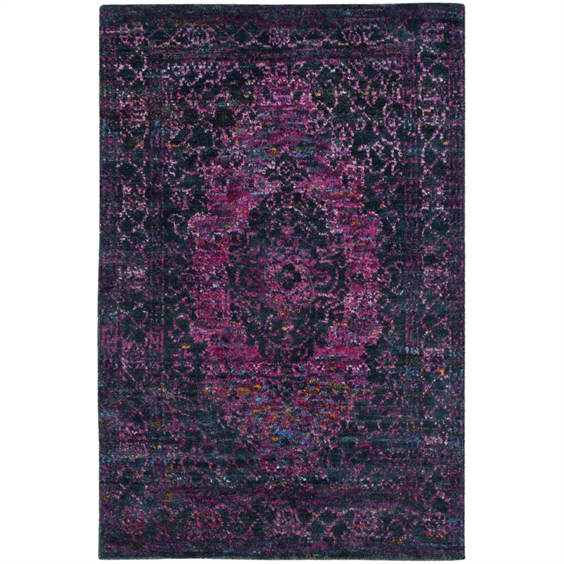 Safavieh Tangier 5' X 8' Hand Knotted Rug in Slate Blue and Fuchsia