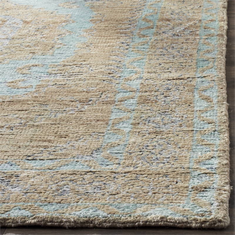 Safavieh Tangier 4' X 6' Hand Knotted Rug in Seafoam and Beige