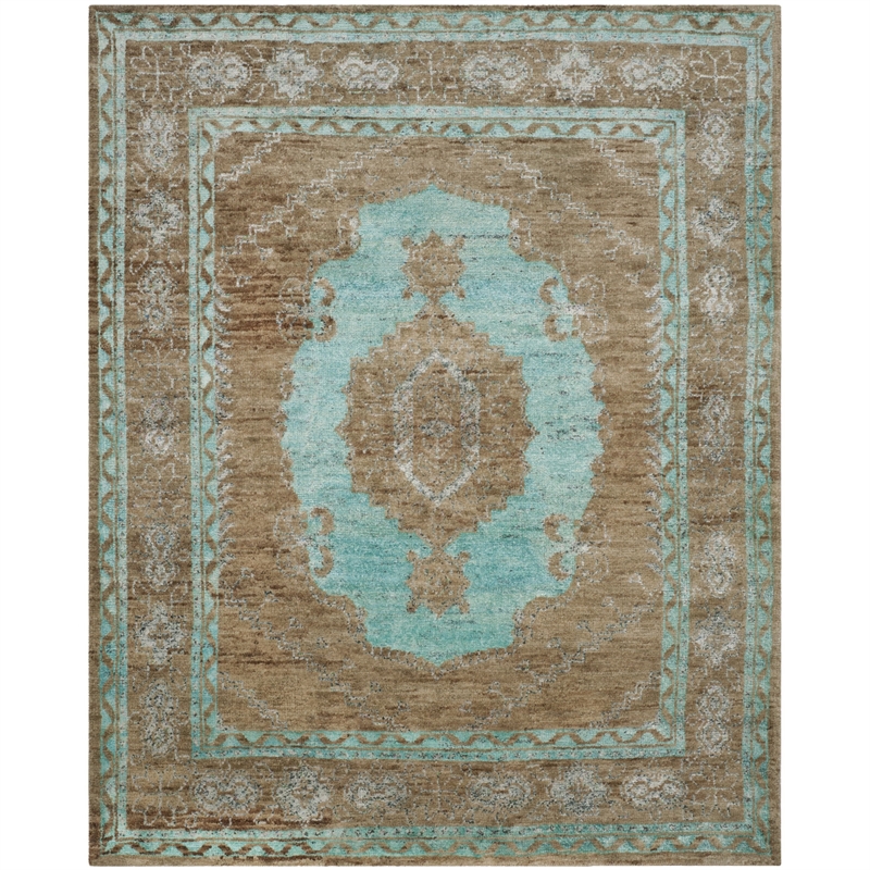 Safavieh Tangier 5' X 8' Hand Knotted Rug in Seafoam and Beige