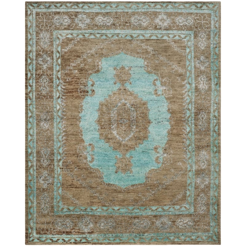 Safavieh Tangier 8' X 10' Hand Knotted Rug in Seafoam and Beige