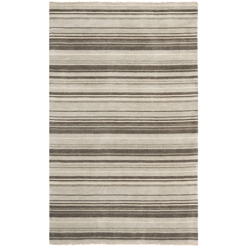 Safavieh Tibetan 9' X 12' Hand Knotted Wool Rug in Silver