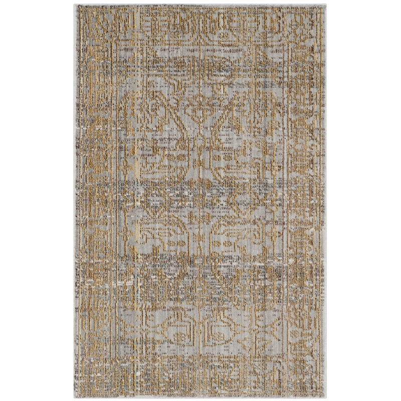 Safavieh Valencia 2' X 3' Power Loomed Polyester Rug in Gray and Gold