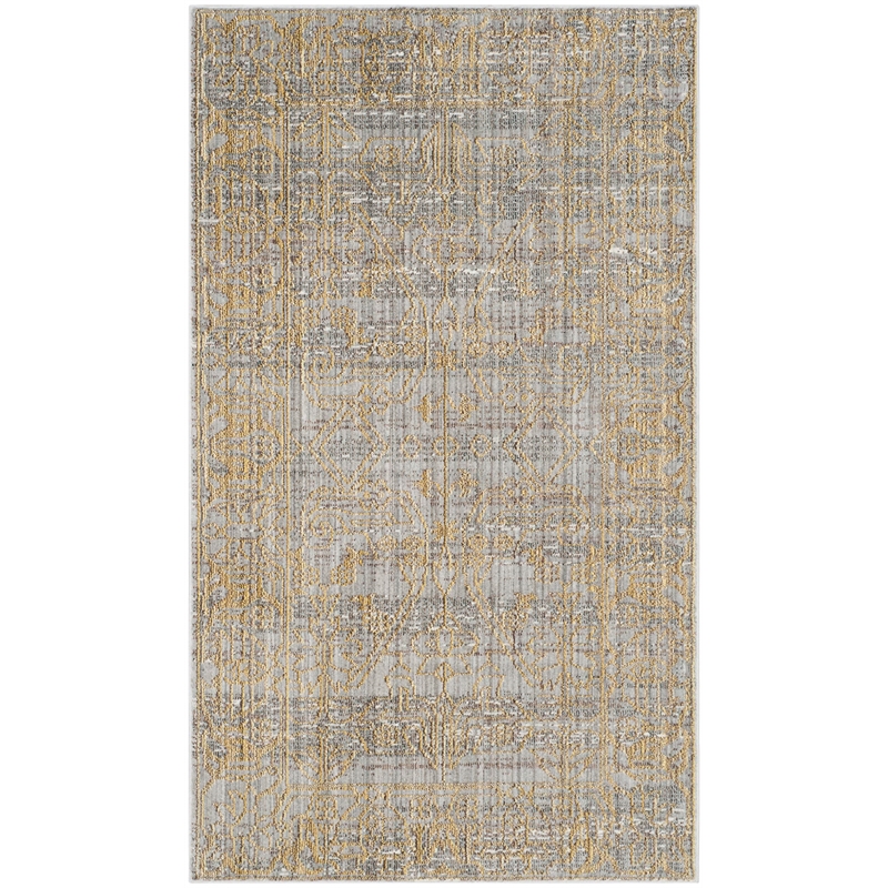 Safavieh Valencia 3' X 5' Power Loomed Polyester Rug in Gray and Gold