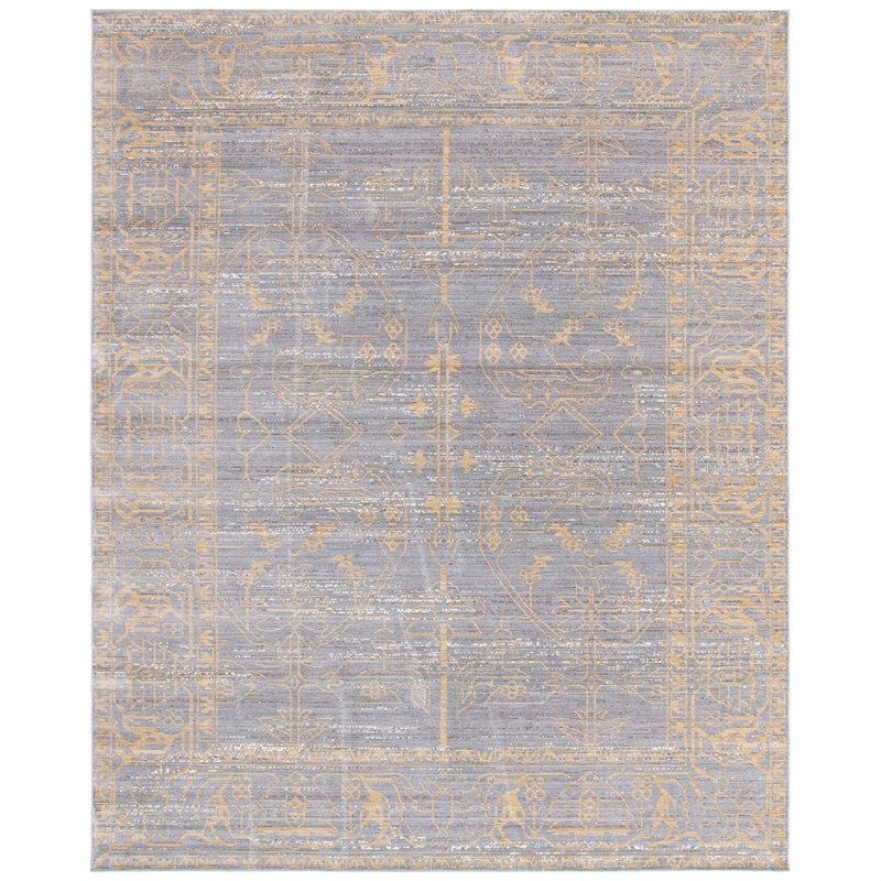 Safavieh Valencia 3' X 5' Power Loomed Polyester Rug in Gray and Gold