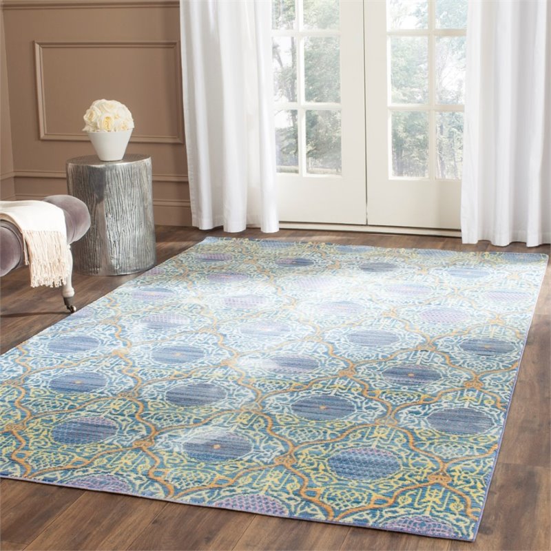 Safavieh Valencia 9' X 12' Power Loomed Rug in Lavander and Gold