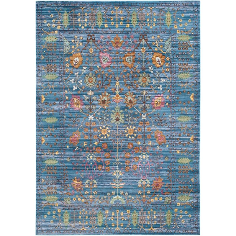 Safavieh Valencia 4' X 6' Power Loomed Polyester Rug in Blue