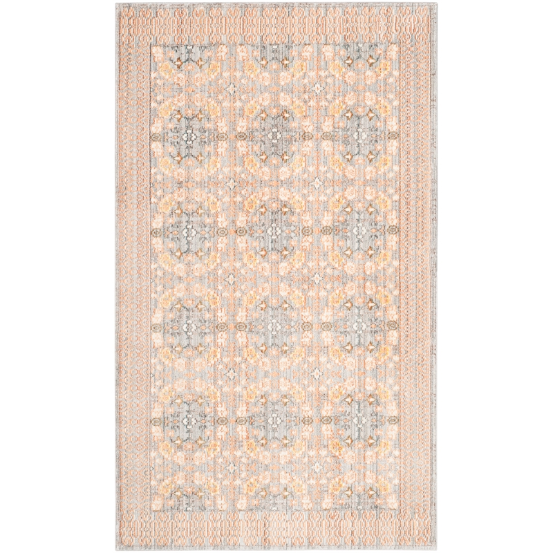 Safavieh Valencia 3' X 5' Polyester Power Loomed Rug in Light Gray / Multi-Color
