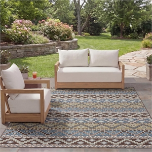 Safavieh Veranda 6'7&quot X 9'6&quot Power Loomed Rug in Blue and Creme