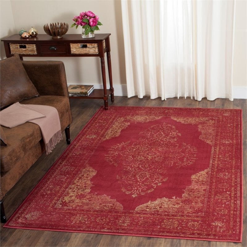 Safavieh Vintage 2' X 3' Power Loomed Viscose Pile Rug in Rose