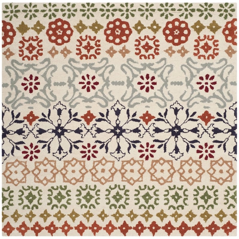 Safavieh Wyndham 5' Square Power Loomed Acrylic Rug in Ivory