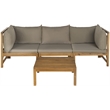 Safavieh Lynwood Outdoor Sectional Teak Brown and Taupe