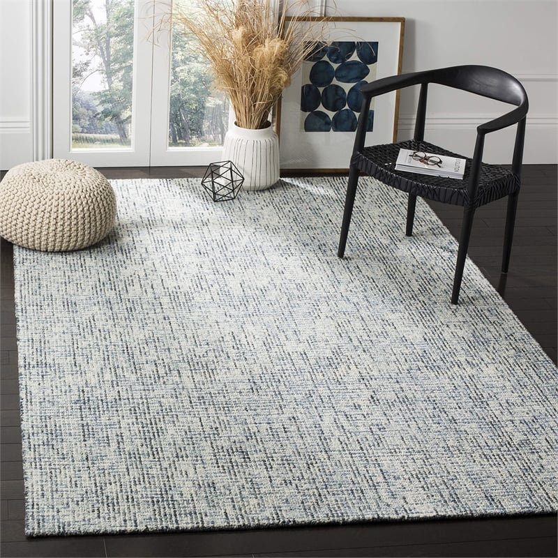 Safavieh Abstract 6' X 9' Hand Tufted Wool Rug in Blue and Charcoal