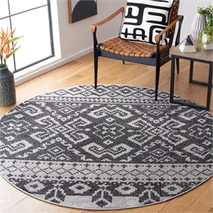 Safavieh Adirondack 4' X 4' Round Rug in Silver and Black