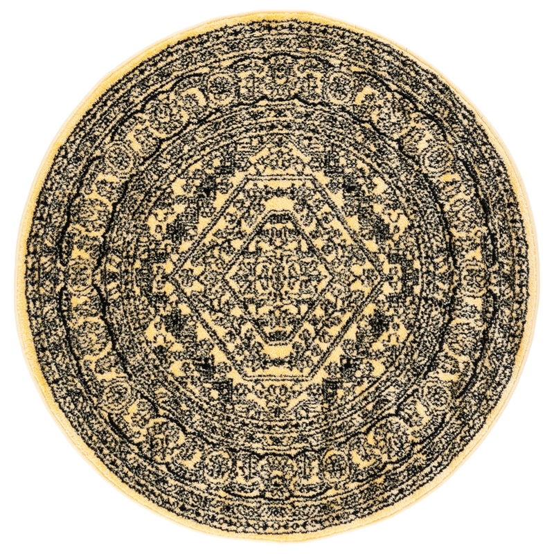 Safavieh Adirondack 4' X 4' Round Rug in Gold and Black