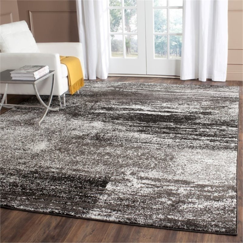Safavieh Adirondack 8' X 8' Round Rug in Silver and Black