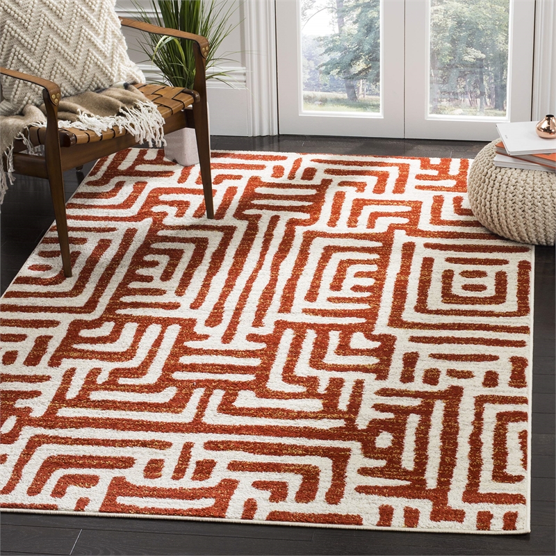 Safavieh Amsterdam 3' X 5' Rug in Ivory and Terracotta