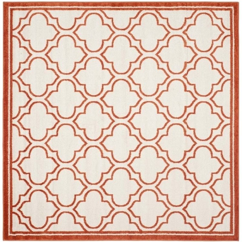 Safavieh Amherst 5' X 5' Round Rug in Ivory and Orange