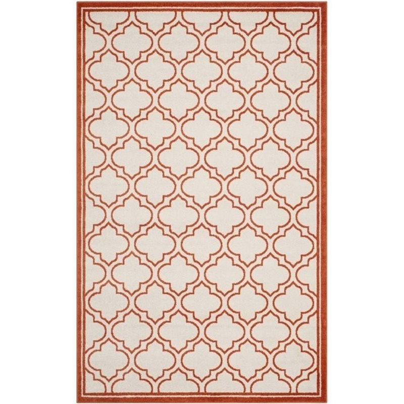 Safavieh Amherst 5' X 5' Round Rug in Ivory and Orange