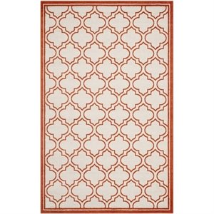 Safavieh Amherst 5' X 5' Round Rug in Ivory and Orange