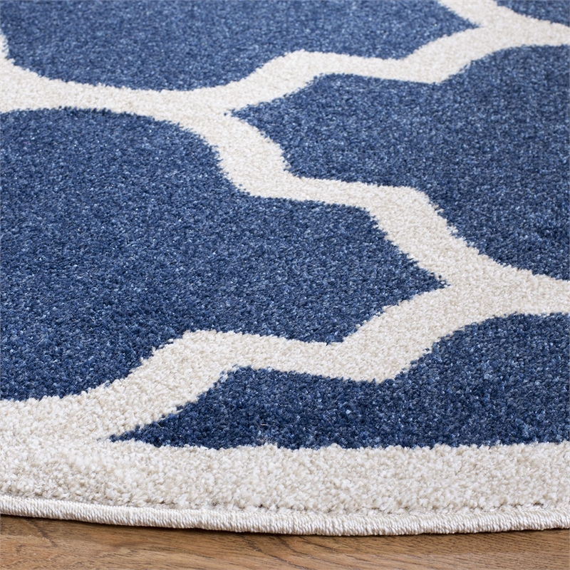Safavieh Amherst 9' X 9' Round Rug in Navy and Beige