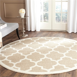 Safavieh Amherst 5' X 5' Round Rug in Wheat and Beige
