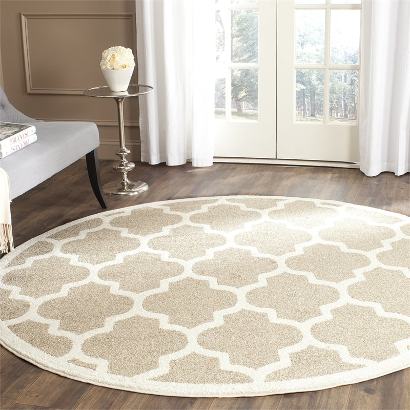 Safavieh Amherst 9' X 9' Round Rug in Wheat and Beige