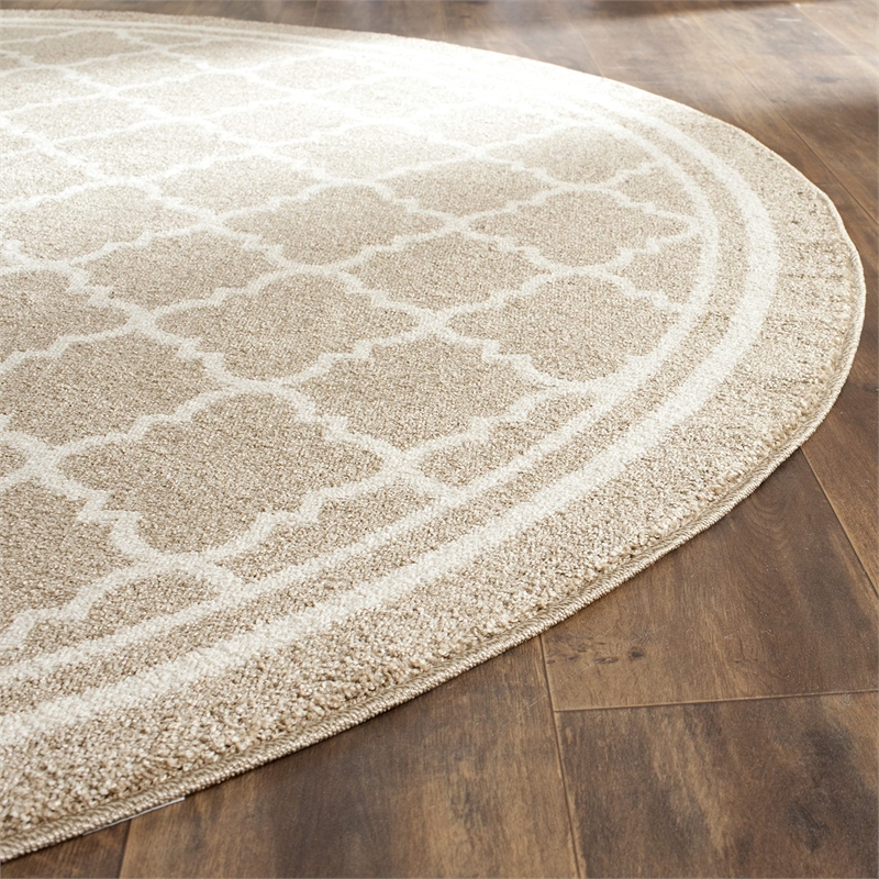Safavieh Amherst 5' X 5' Round Rug in Wheat and Beige