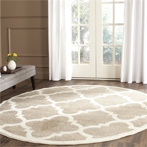 Safavieh Amherst 5' X 5' Round Rug in Wheat and Beige