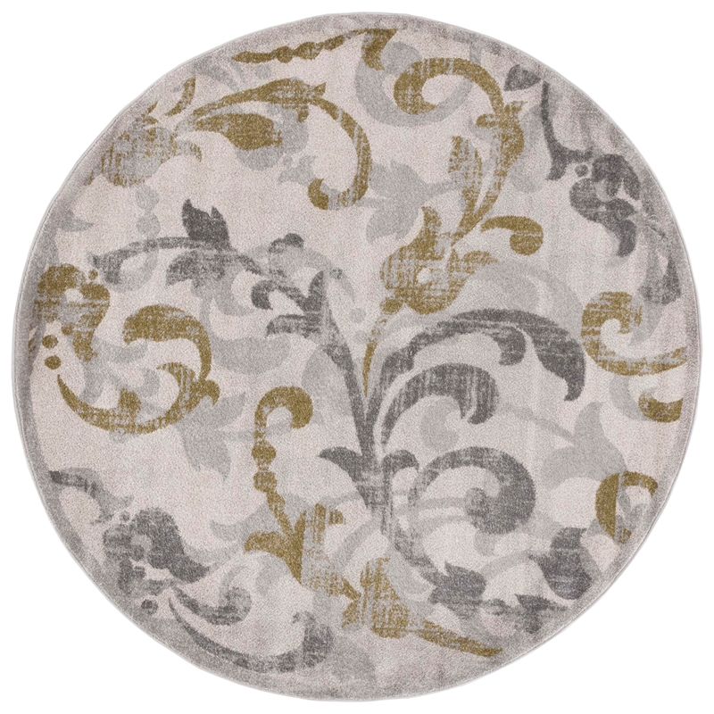 Safavieh Amherst 9' X 9' Round Rug in Ivory and Light Gray