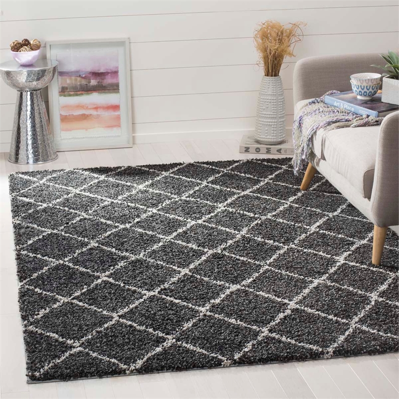 Safavieh Arizona Shag 3' X 5' Rug in Anthracite and Beige