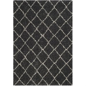 Safavieh Arizona Shag 5' 1&quot X 7' 6&quot Rug in Anthracite and Beige