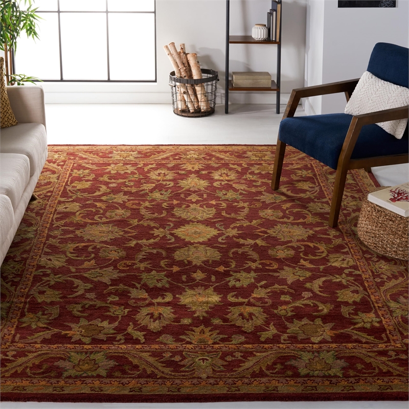 Safavieh Antiquity 11' X 16' Hand Tufted Wool Rug in Red and Red