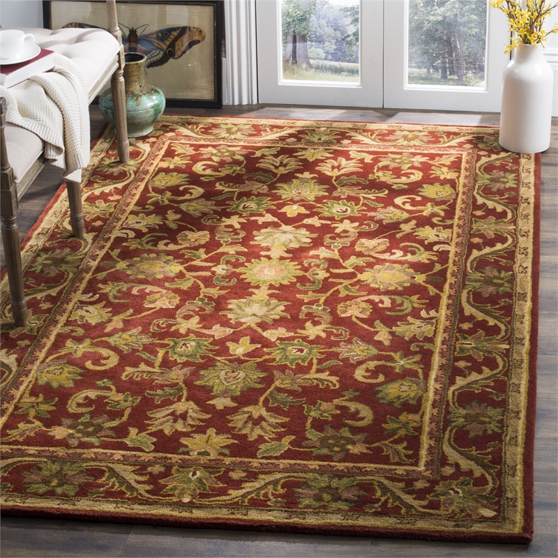 Safavieh Antiquity 12' X 15' Hand Tufted Wool Pile Rug in Red and Red