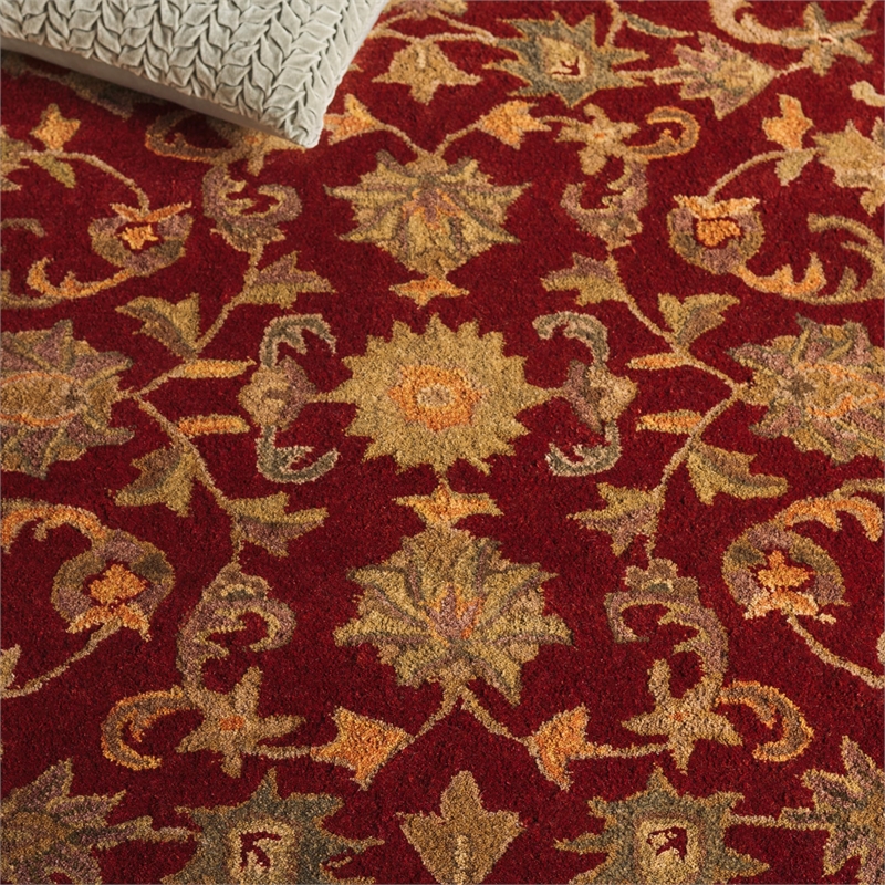Safavieh Antiquity 12' X 15' Hand Tufted Wool Pile Rug in Red and Red