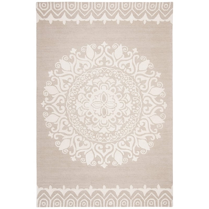 Safavieh Bella 6' X 9' Hand Tufted Wool Pile Rug in Beige and Ivory