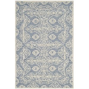 Safavieh Bella 4' X 6' Hand Tufted Wool Pile Rug in Blue and Ivory