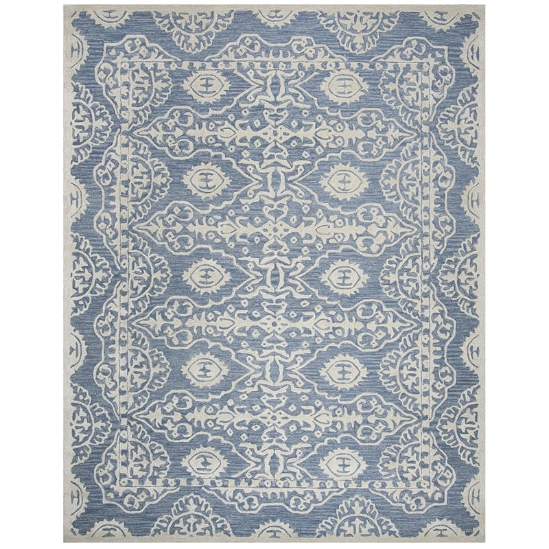 Safavieh Bella 8' X 10' Hand Tufted Wool Pile Rug in Blue and Ivory