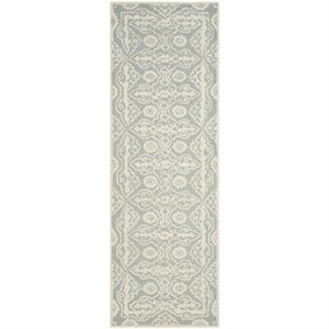 Safavieh Bella 2' 3&quot X 7' Hand Tufted Wool Pile Rug in Gray and Ivory