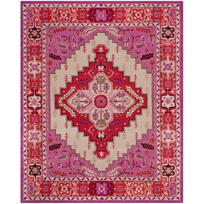 Safavieh Bellagio 6' X 9' Hand Tufted Rug in Red Pink and Ivory
