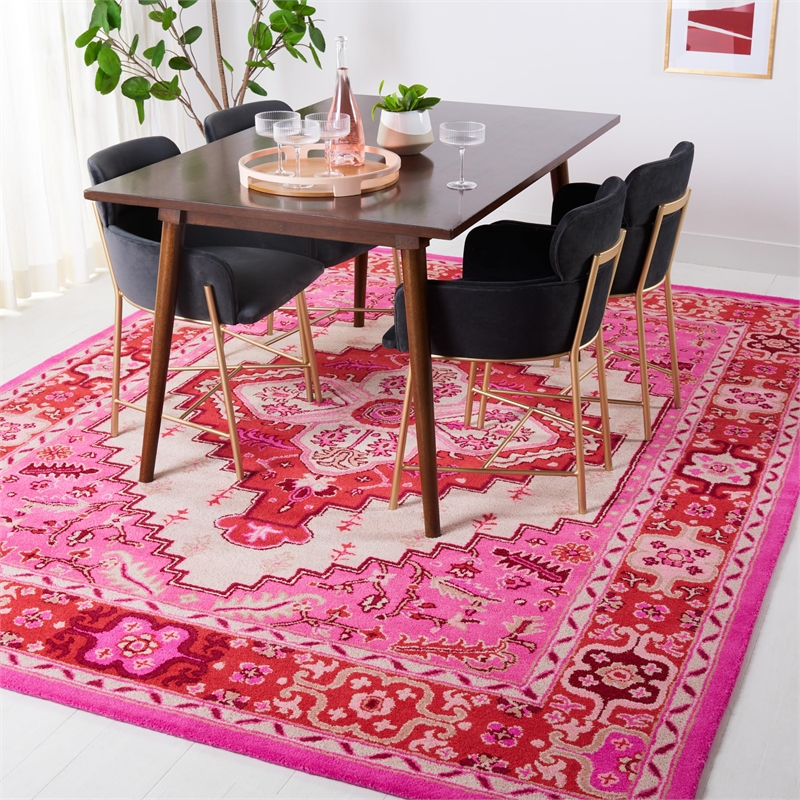 Safavieh Bellagio 8' X 10' Hand Tufted Rug in Red Pink and Ivory