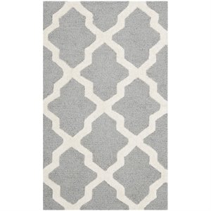 Safavieh Cambridge 2' X 3' 4&quot Hand Tufted Wool Rug in Silver and Ivory