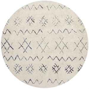 Safavieh Casablanca Shag 6' X 6' Round Hand Woven Rug in Ivory