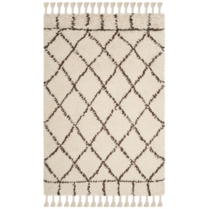 Safavieh Casablanca Shag 4' X 6' Hand Tufted Rug in Ivory and Brown